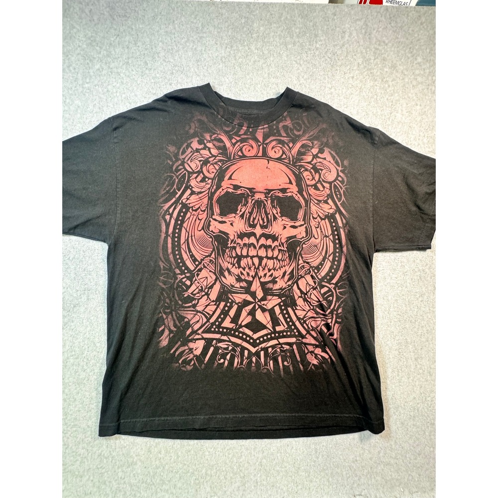 MMA Elite Mens XXL Graphic T-Shirt Black Red Skull Star Cotton Short Sleeve Tee